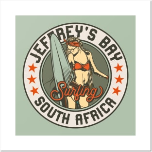 Vintage Surfing Badge for Jeffrey's Bay, South Africa Posters and Art